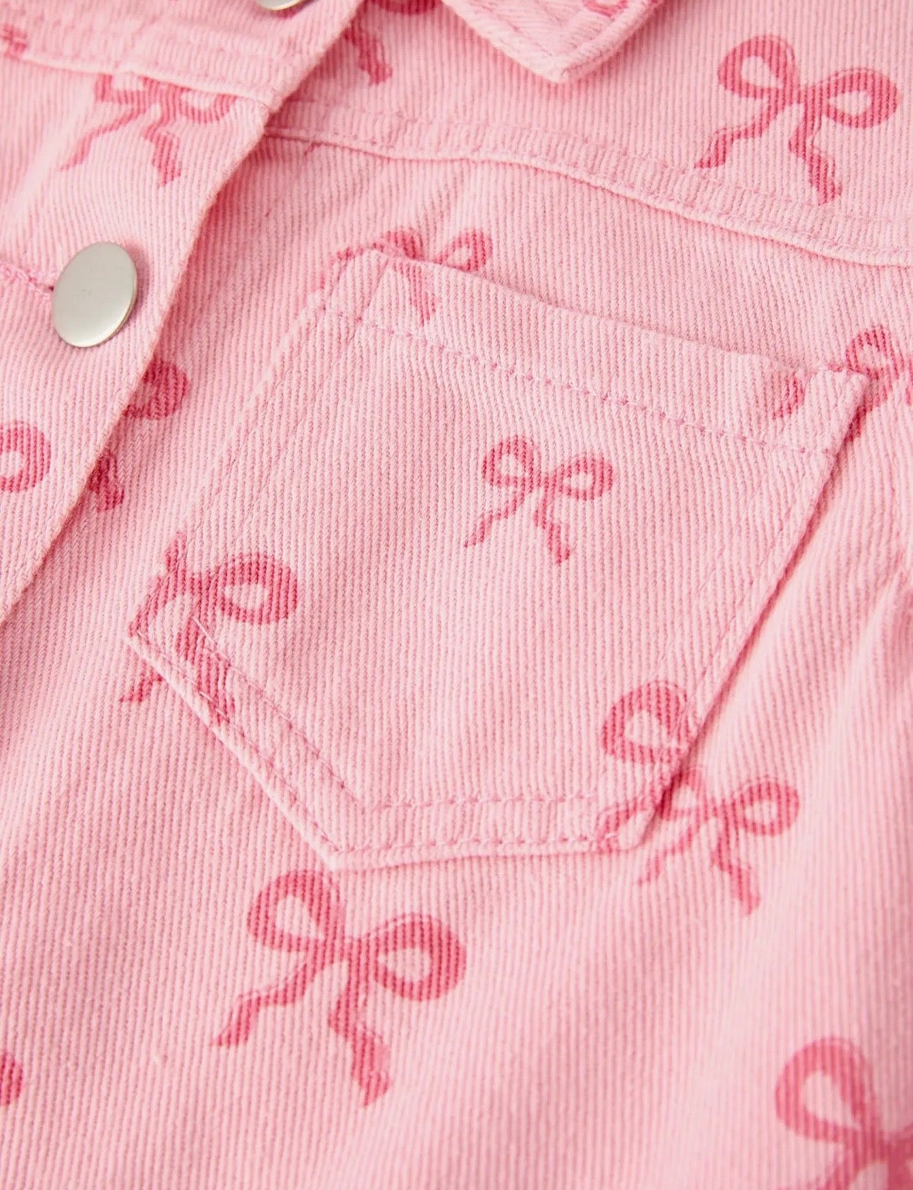 PINK BOW GIRL DENIM JACKET