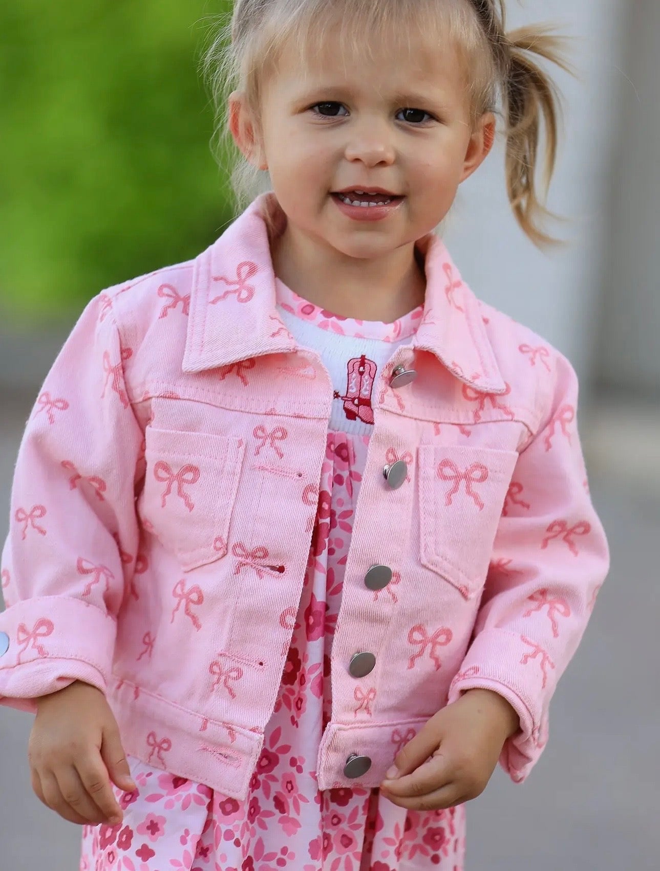 PINK BOW GIRL DENIM JACKET