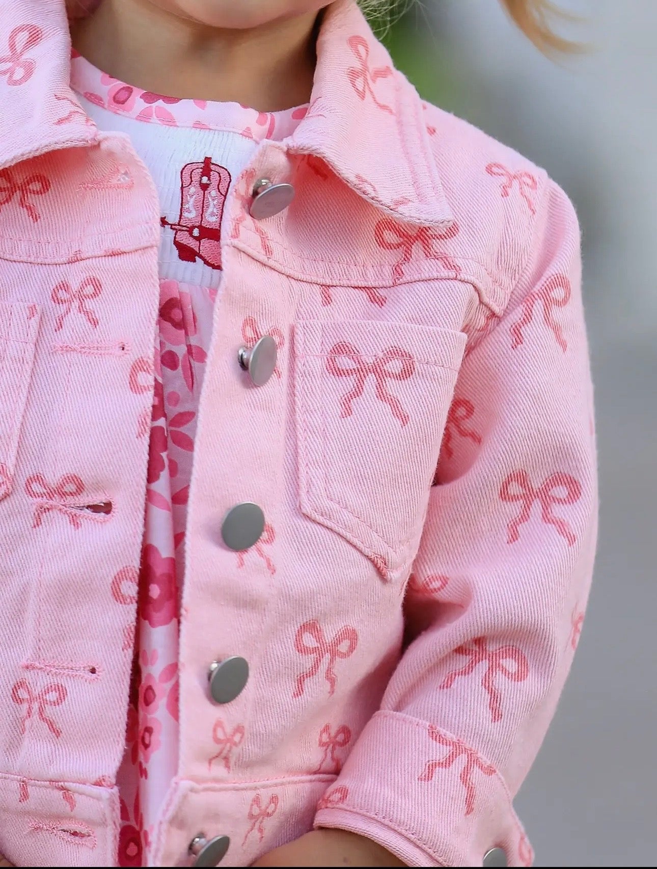 PINK BOW GIRL DENIM JACKET