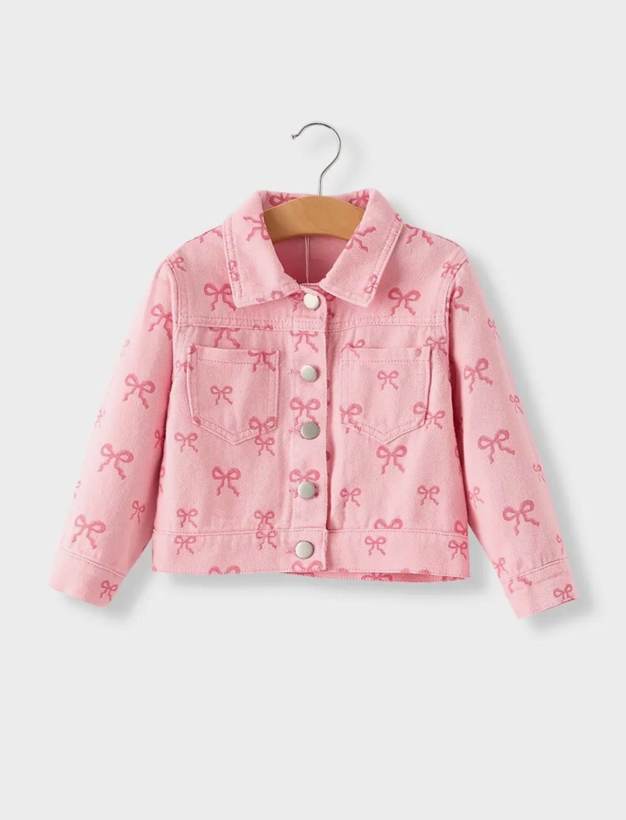 PINK BOW GIRL DENIM JACKET