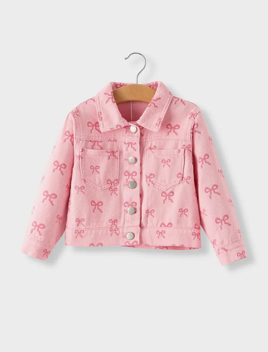 PINK BOW GIRL DENIM JACKET