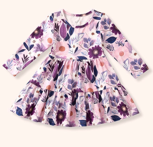 JEWELED PETALS - LONG SLEEVE DRESS